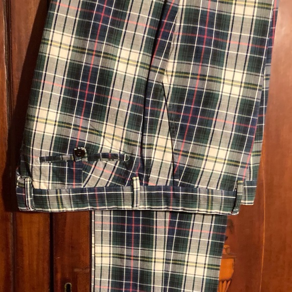Polo Ralph Lauren, cotton plaid dress casual pant green white blue pink - Picture 6 of 11